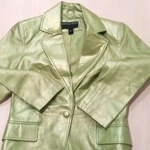 BERNARDO retro genuine leather one button woman's blazer